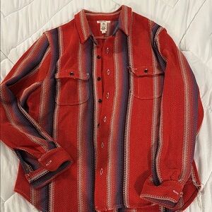 Hiroshi Kato Red Striped Button-Up Shirt